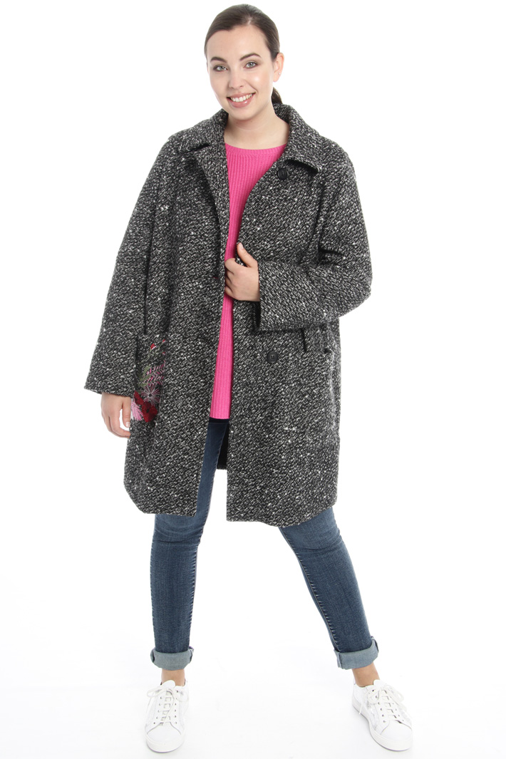 Cappotto con ricamo contrasto Fashion Market Cappotto con ricamo contrasto Fashion Market