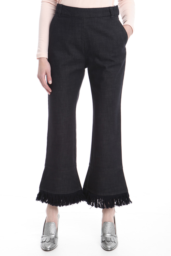 Pantalone flared con frange Fashion Market Pantalone flared con frange Fashion Market