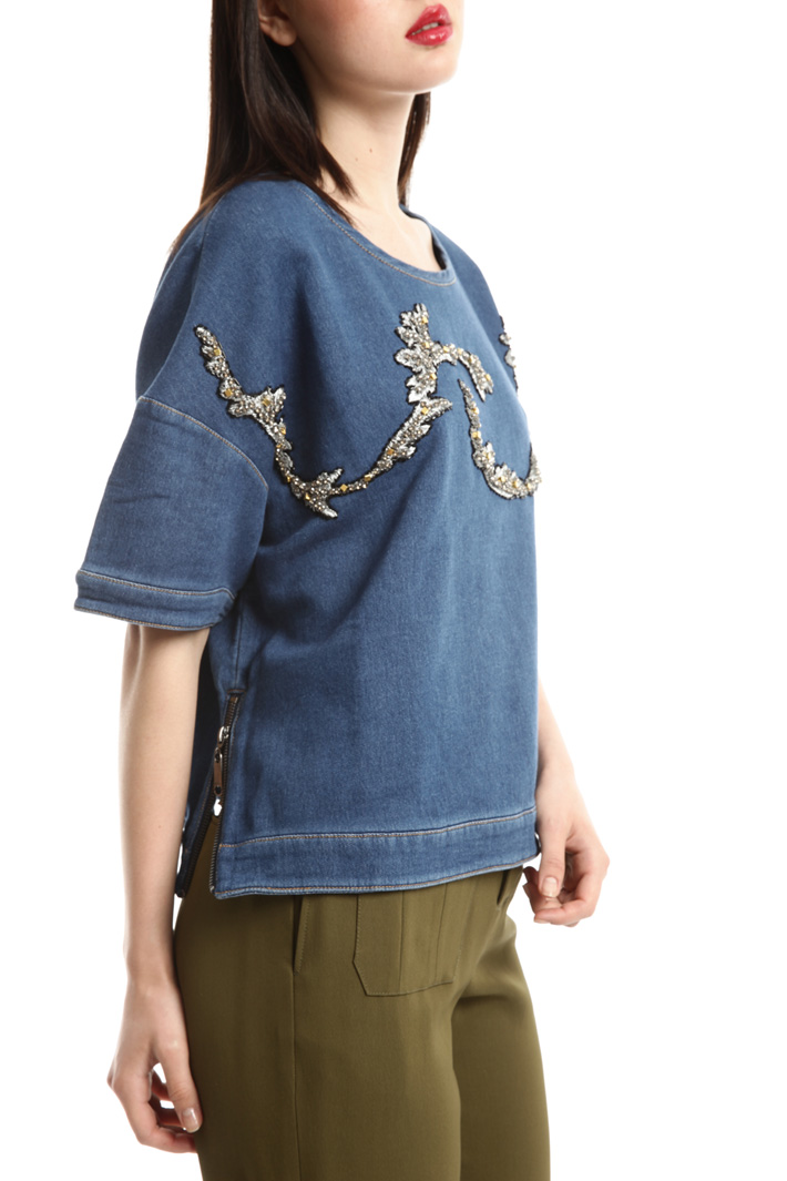 Top boxy con ricamo bijoux Fashion Market Top boxy con ricamo bijoux Fashion Market