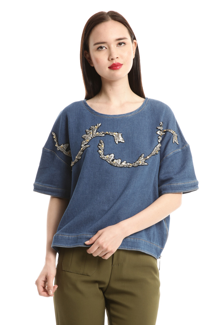 Top boxy con ricamo bijoux Fashion Market Top boxy con ricamo bijoux Fashion Market