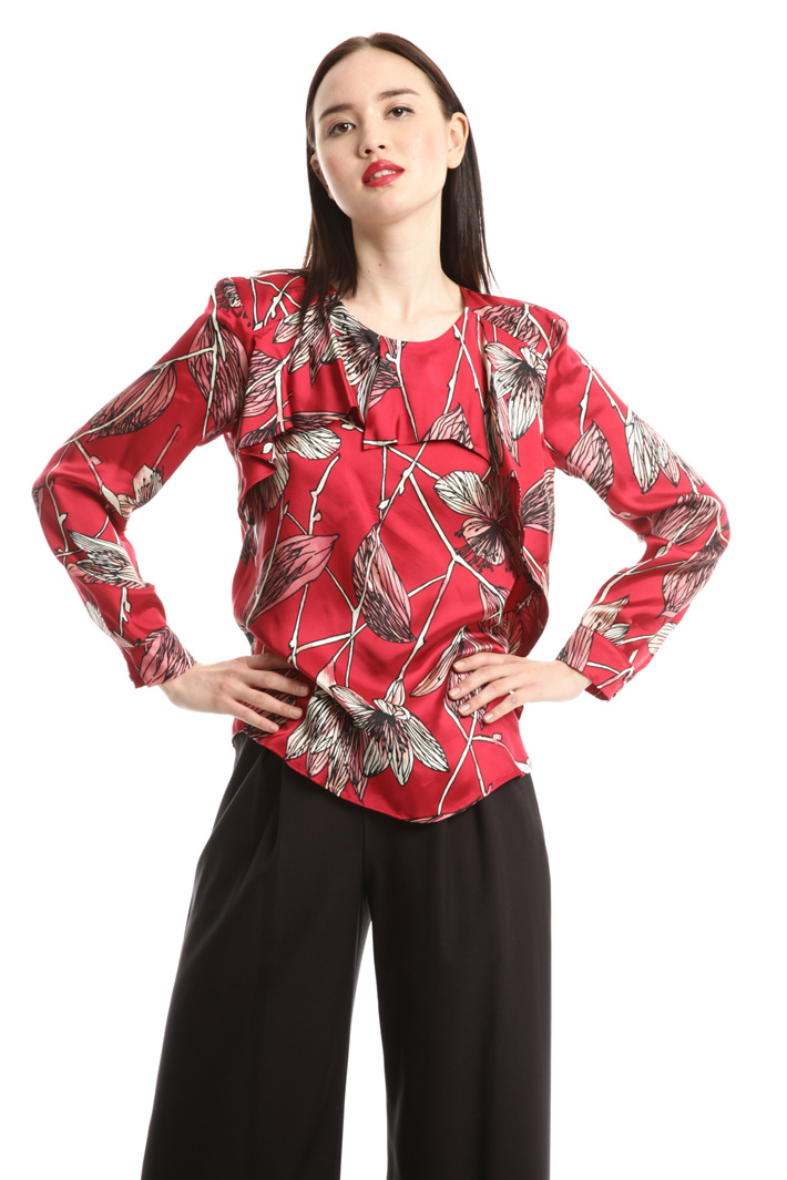 Blusa in twill con volant Fashion Market Blusa in twill con volant Fashion Market
