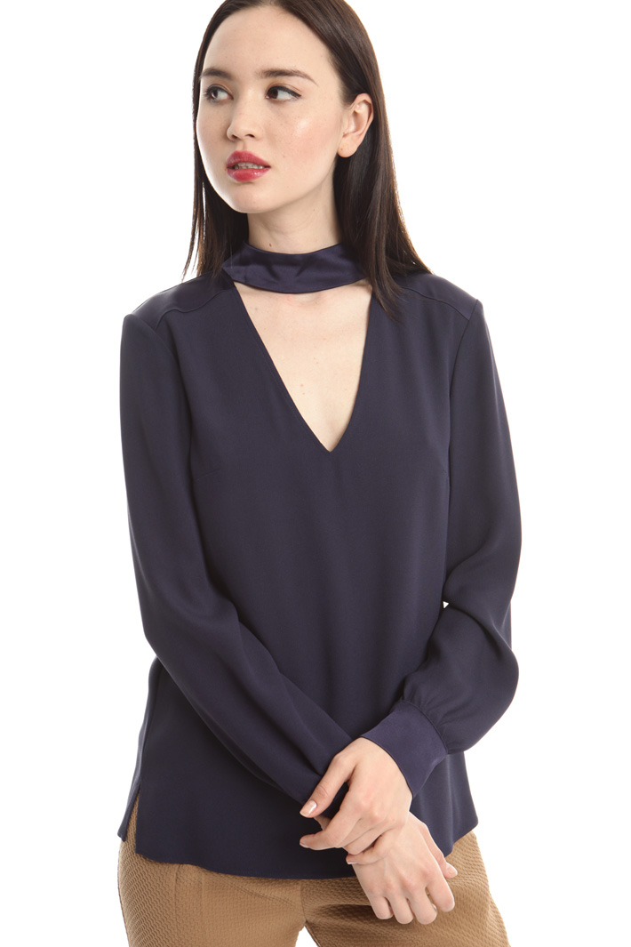 Blusa in crepe enver satin Fashion Market Blusa in crepe enver satin Fashion Market