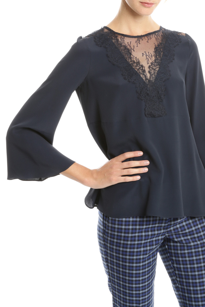 Blusa in crepe e pizzo Fashion Market Blusa in crepe e pizzo Fashion Market