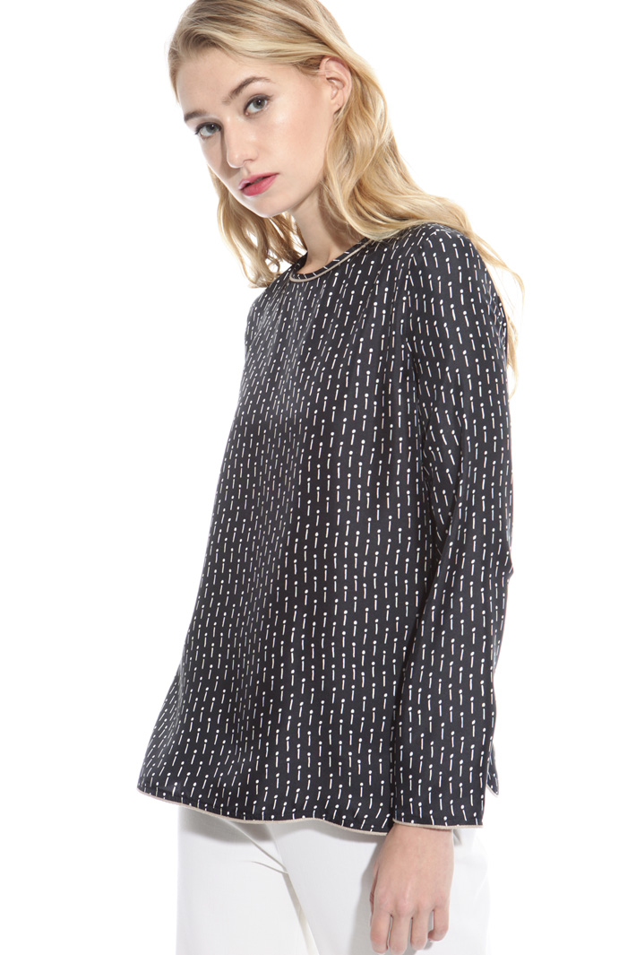 Blusa in twill stampato Fashion Market Blusa in twill stampato Fashion Market