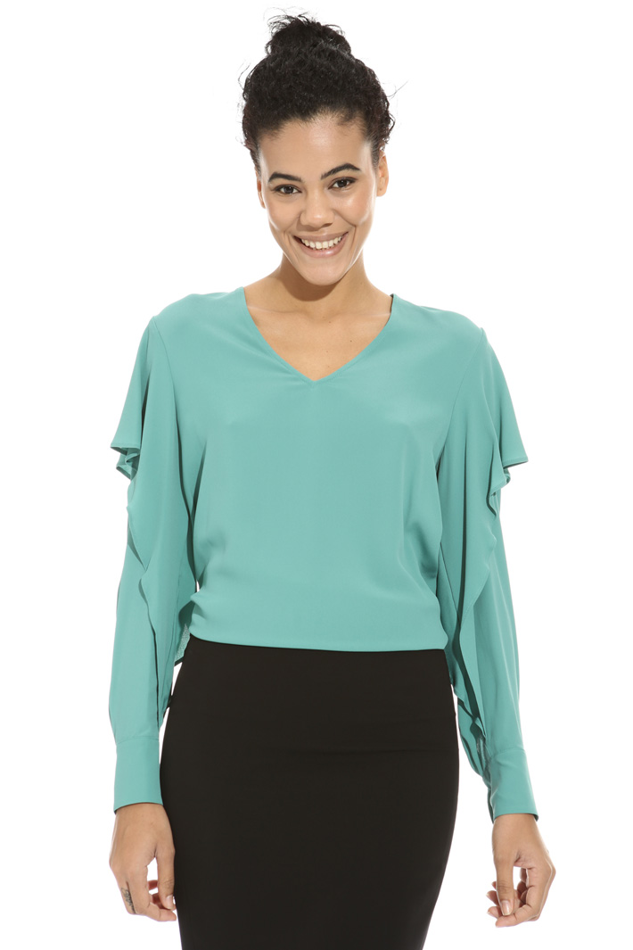 Blusa in crepe con volant Fashion Market Blusa in crepe con volant Fashion Market