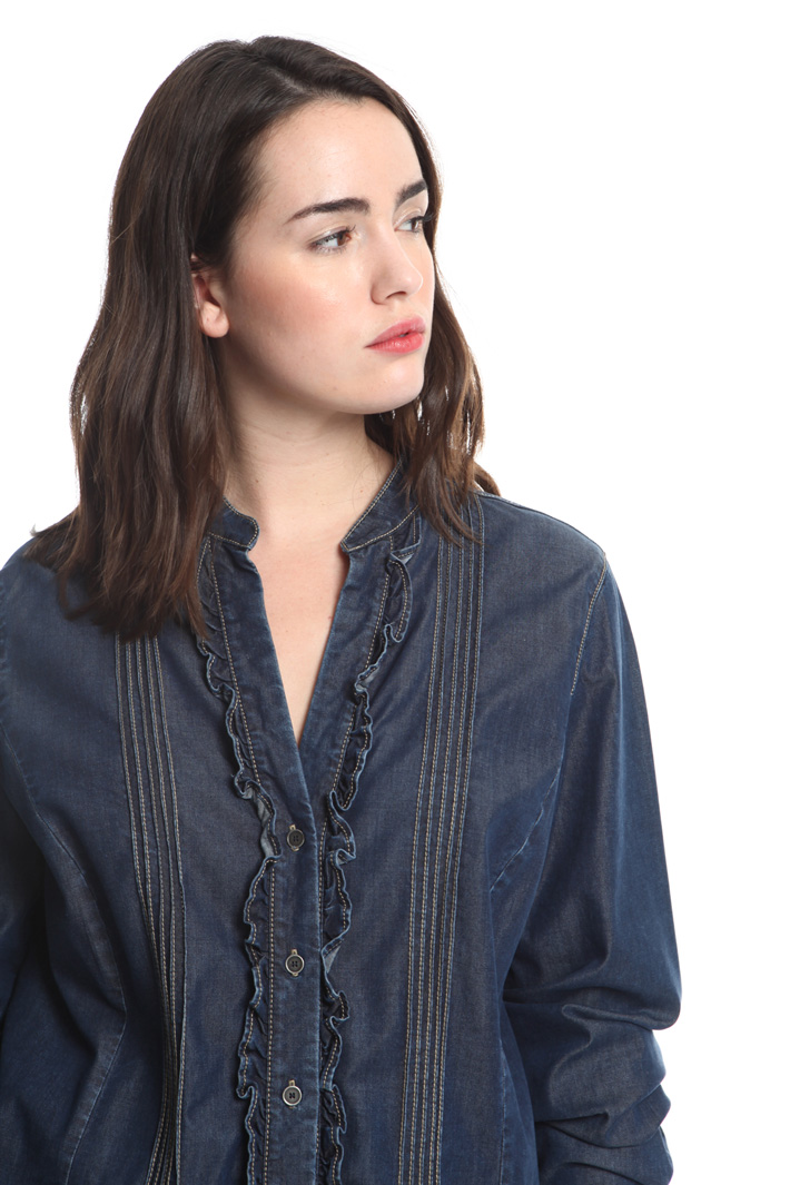 Camicia in denim con ruches Fashion Market Camicia in denim con ruches Fashion Market