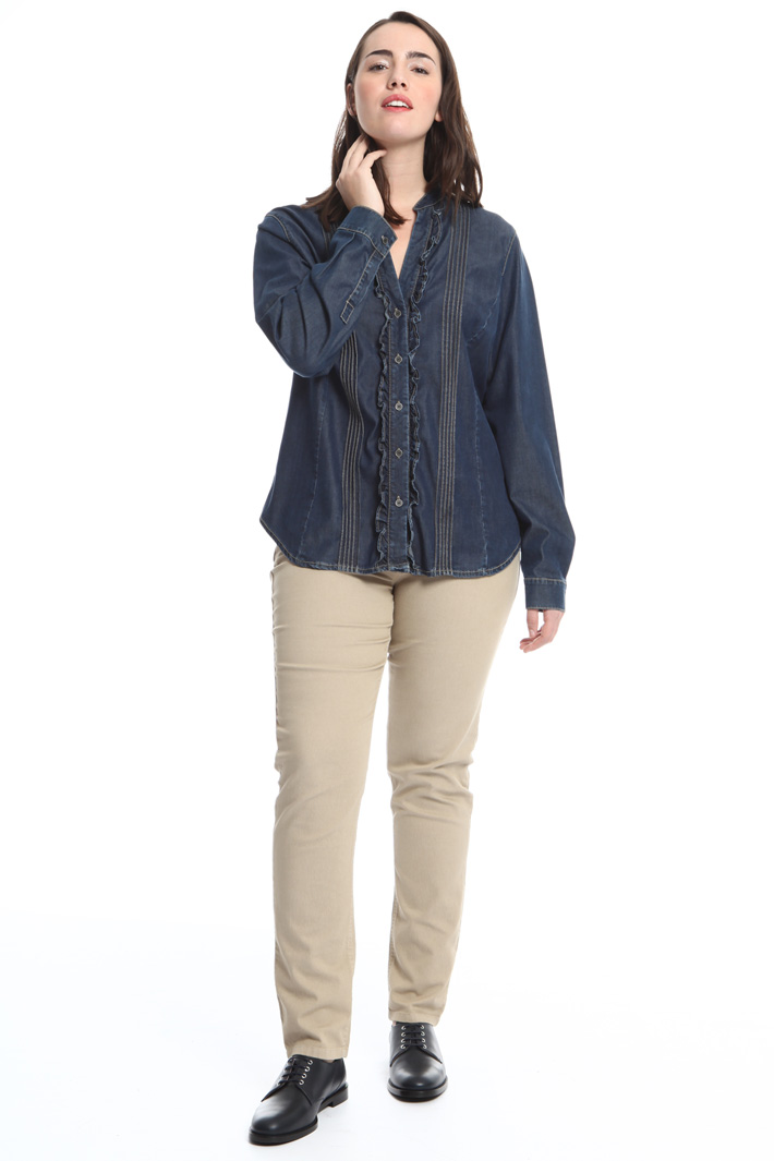 Camicia in denim con ruches Fashion Market Camicia in denim con ruches Fashion Market