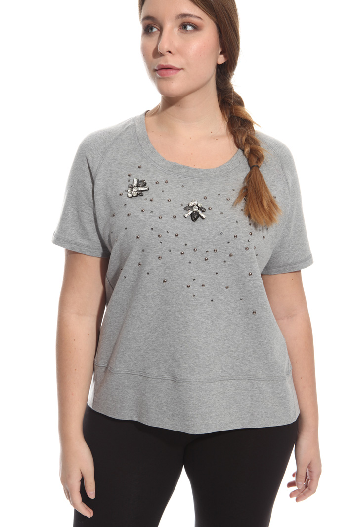 T-shirt in felpata con strass Fashion Market T-shirt in felpata con strass Fashion Market