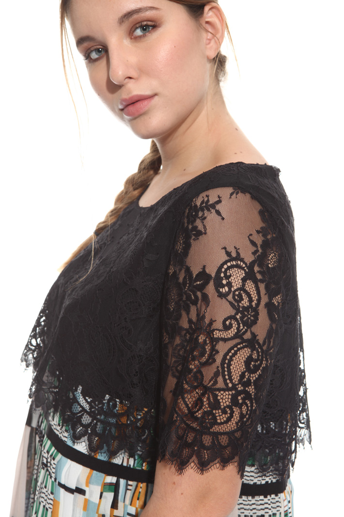 Top pizzo e georgette plissé Fashion Market Top pizzo e georgette plissé Fashion Market