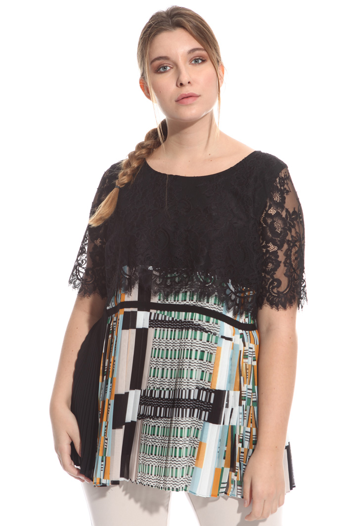 Top pizzo e georgette plissé Fashion Market Top pizzo e georgette plissé Fashion Market
