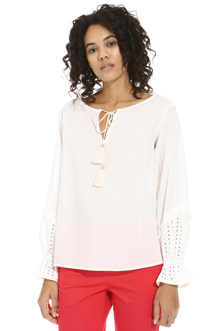 Blusa con polsini sangallo Fashion Market Blusa con polsini sangallo Fashion Market