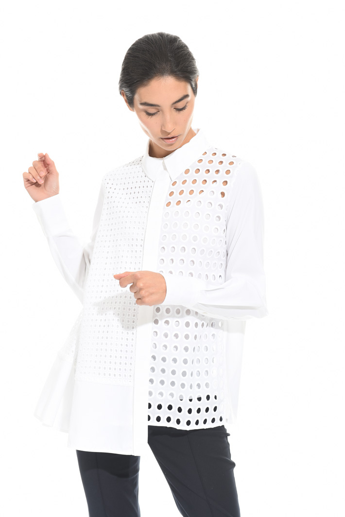 Camicia con pannelli sangallo Fashion Market Camicia con pannelli sangallo Fashion Market