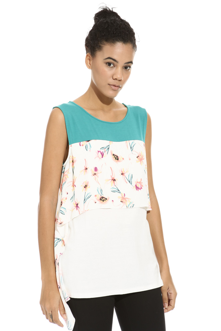 Canotta con balza crepe Fashion Market Canotta con balza crepe Fashion Market