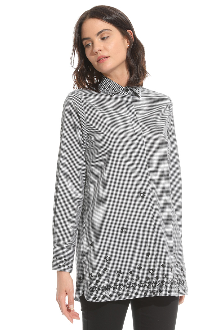 Camicia in popeline tinto filo Fashion Market Camicia in popeline tinto filo Fashion Market