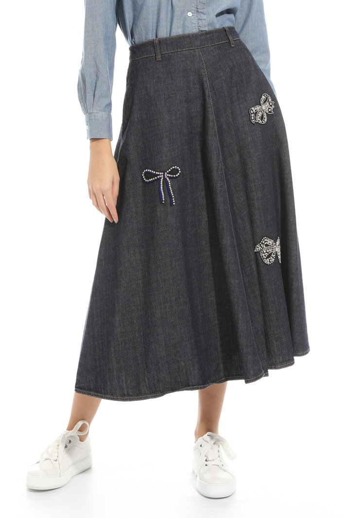 Gonna in denim con ricami Fashion Market Gonna in denim con ricami Fashion Market