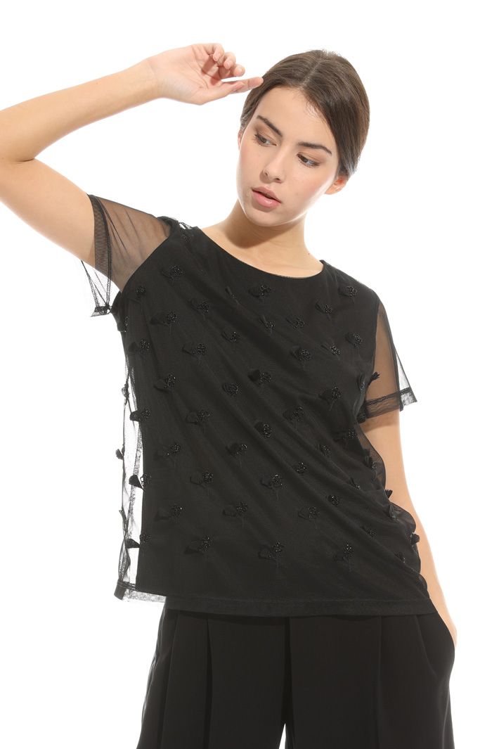 Top in tulle con ricami Fashion Market Top in tulle con ricami Fashion Market