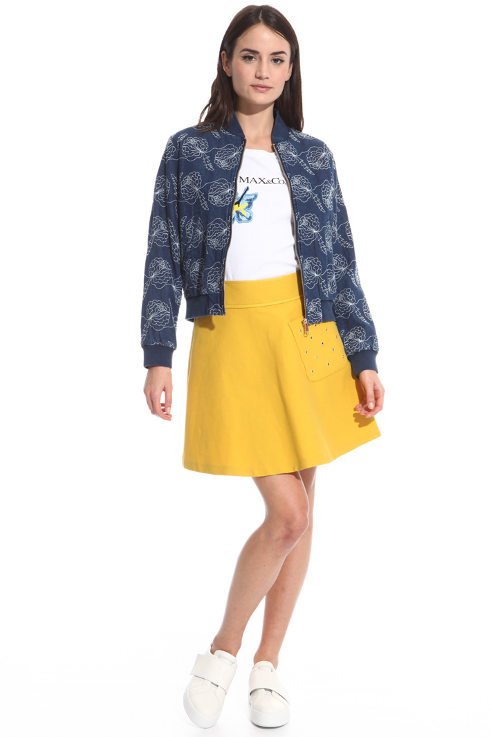 Bomber in denim con ricamo Fashion Market Bomber in denim con ricamo Fashion Market