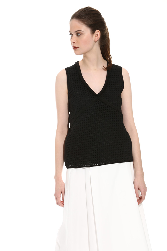 Top in sangallo con frange Fashion Market Top in sangallo con frange Fashion Market