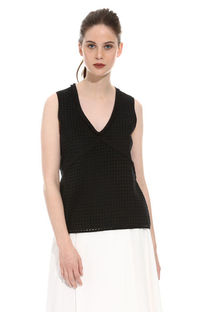 Top in sangallo con frange Fashion Market Top in sangallo con frange Fashion Market