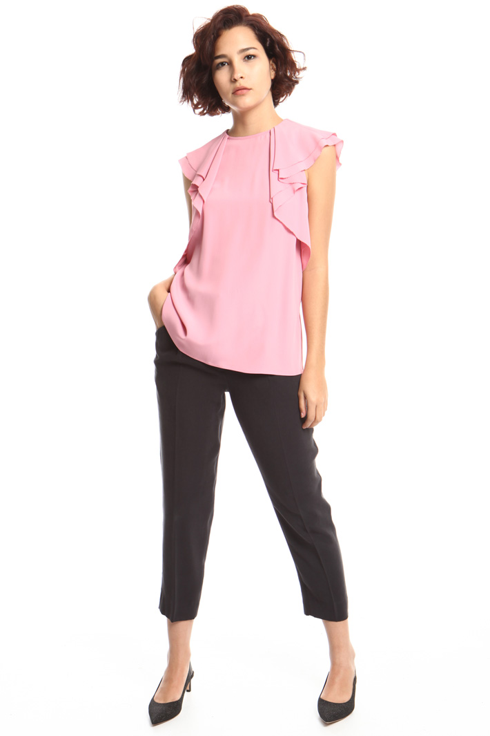 Top con volant in misto seta Fashion Market Top con volant in misto seta Fashion Market