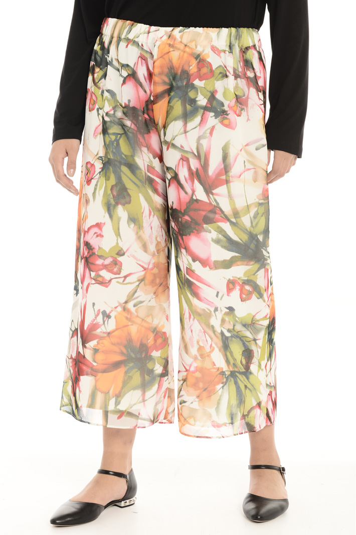 Pantaloni cropped in georgette Fashion Market Pantaloni cropped in georgette Fashion Market