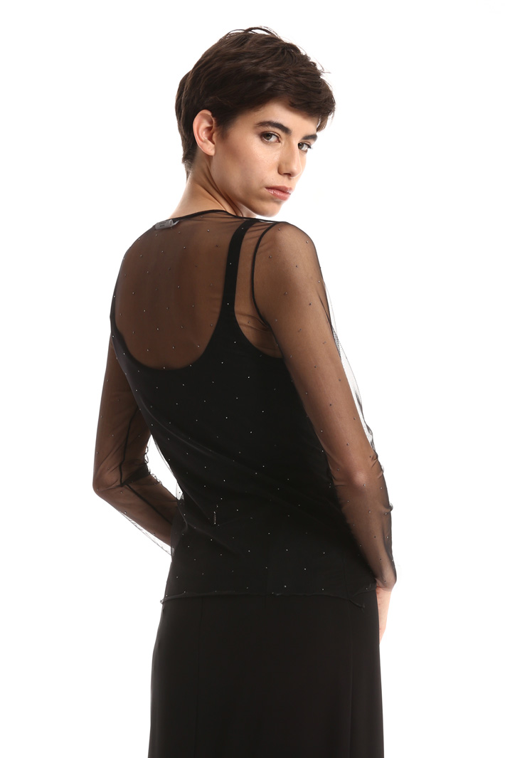 T-shirt in tulle con strass Fashion Market T-shirt in tulle con strass Fashion Market