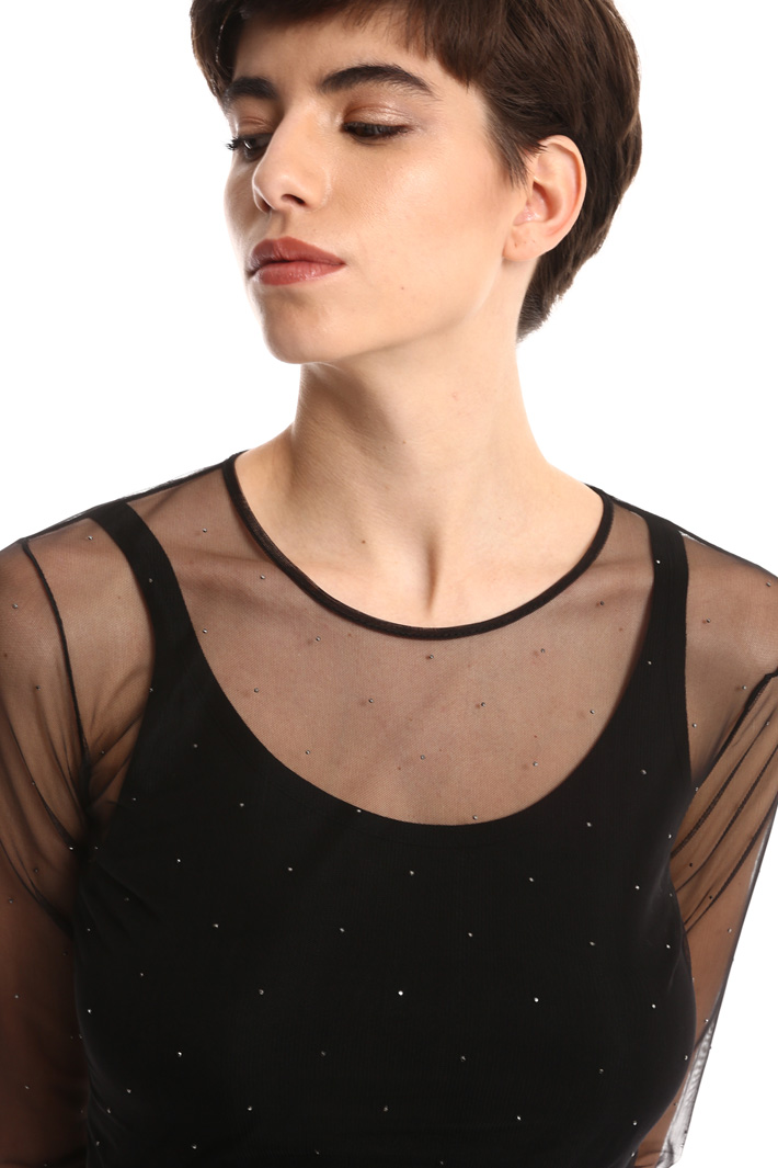 T-shirt in tulle con strass Fashion Market T-shirt in tulle con strass Fashion Market