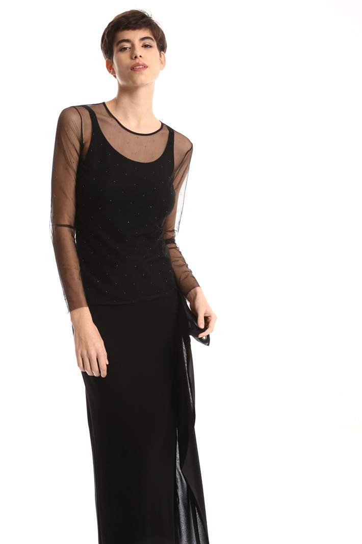 T-shirt in tulle con strass Fashion Market T-shirt in tulle con strass Fashion Market