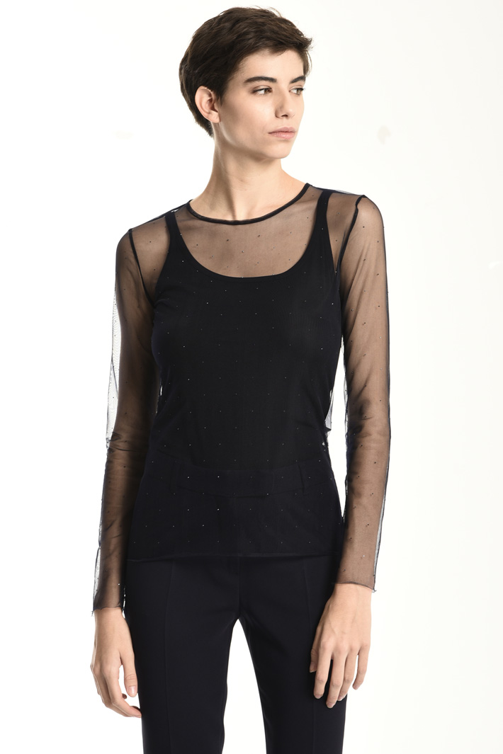 T-shirt in tulle con strass Fashion Market T-shirt in tulle con strass Fashion Market
