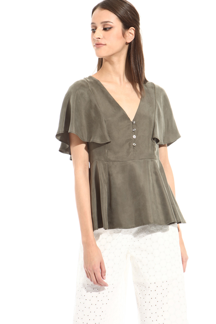 Blusa in twill con balza Fashion Market Blusa in twill con balza Fashion Market