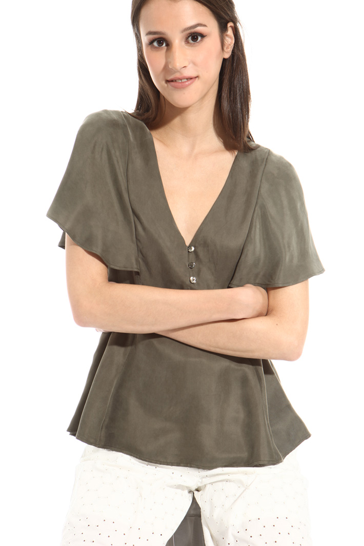Blusa in twill con balza Fashion Market Blusa in twill con balza Fashion Market