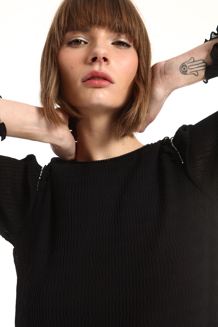 Blusa in georgette con plissè Fashion Market Blusa in georgette con plissè Fashion Market