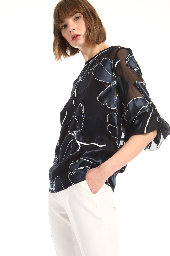 Blusa in raso devorè di seta Fashion Market Blusa in raso devorè di seta Fashion Market