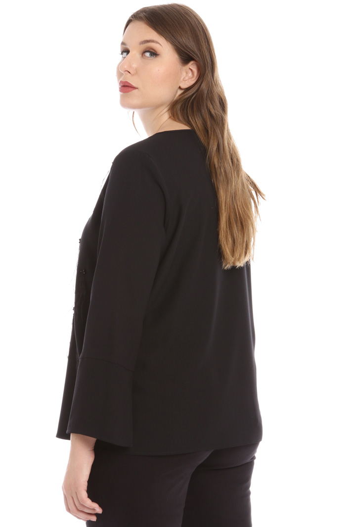 Casacca in crêpe con piume Fashion Market Casacca in crêpe con piume Fashion Market