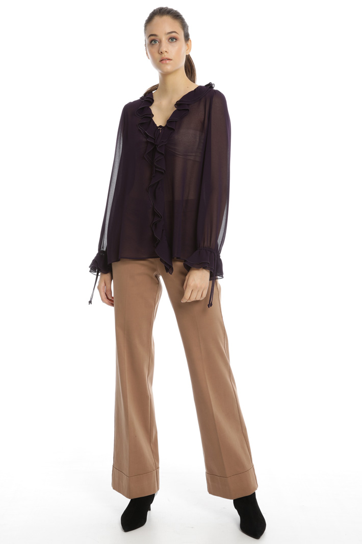 Blusa in georgette con volant Fashion Market Blusa in georgette con volant Fashion Market
