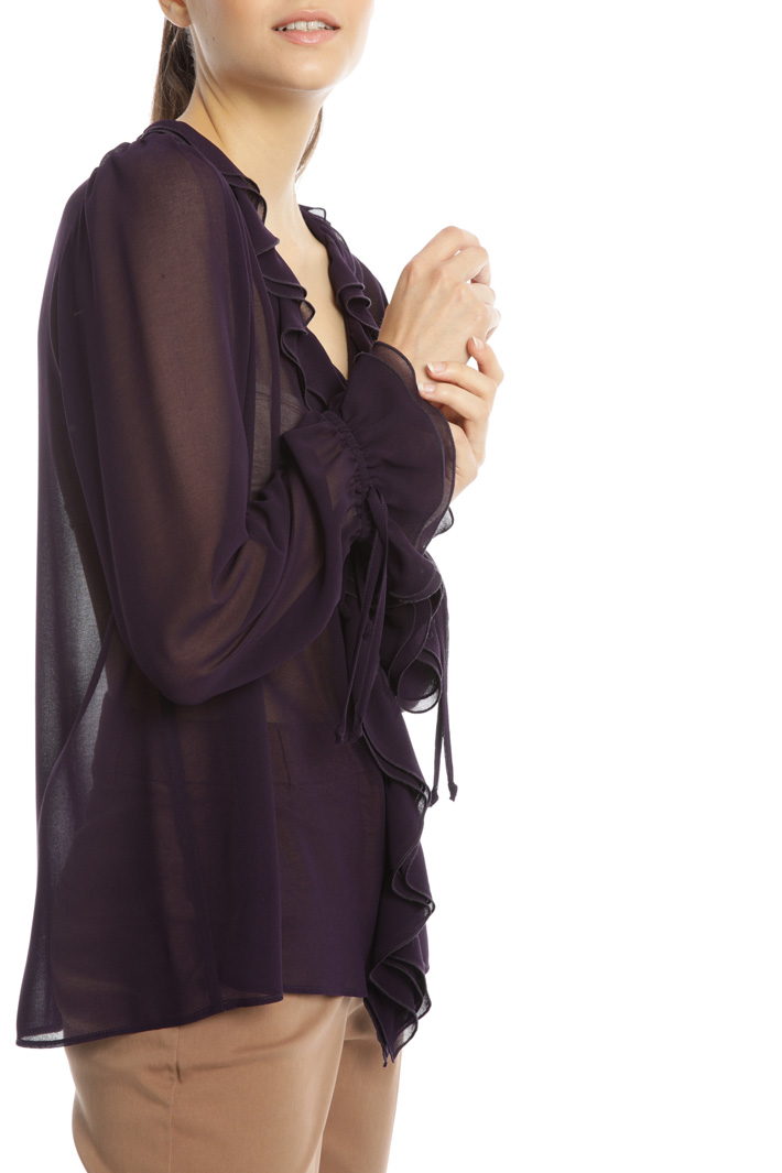 Blusa in georgette con volant Fashion Market Blusa in georgette con volant Fashion Market