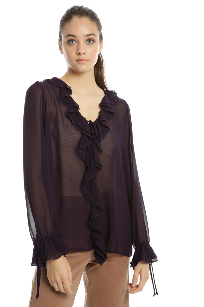 Blusa in georgette con volant Fashion Market Blusa in georgette con volant Fashion Market
