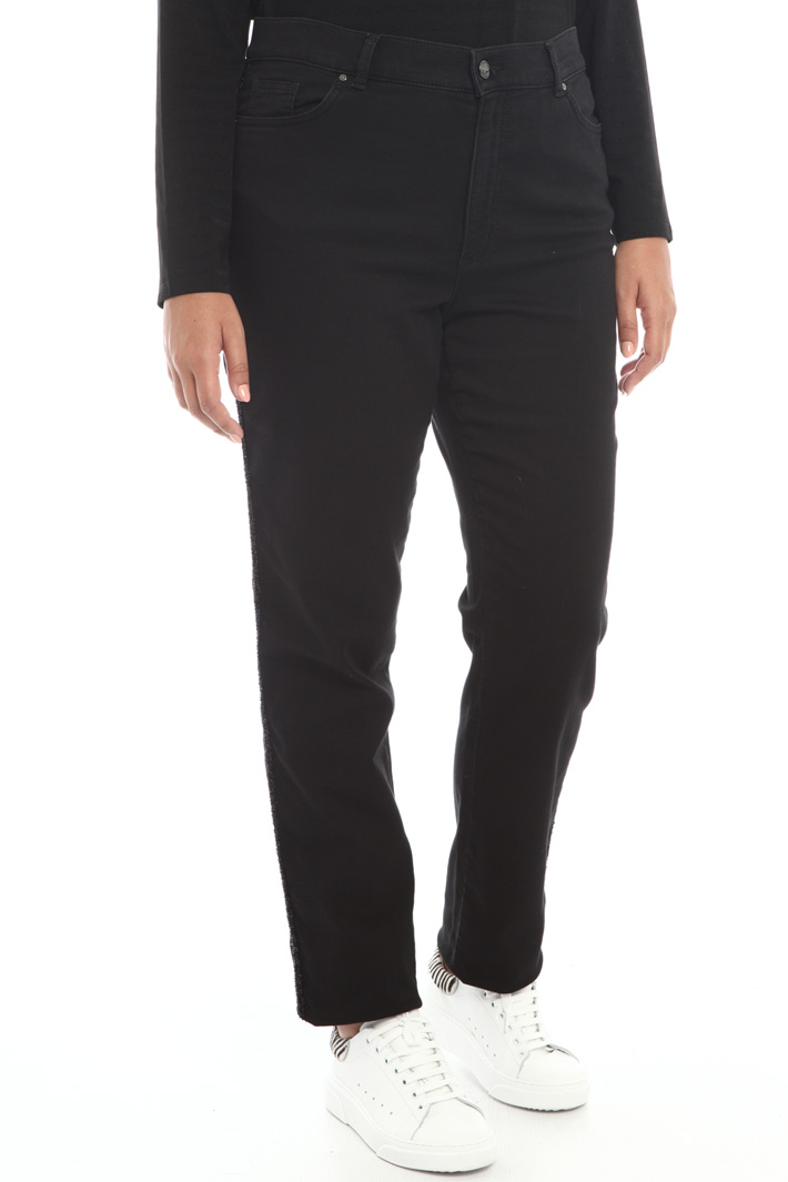 Jeans in denim felpa con bande Fashion Market Jeans in denim felpa con bande Fashion Market