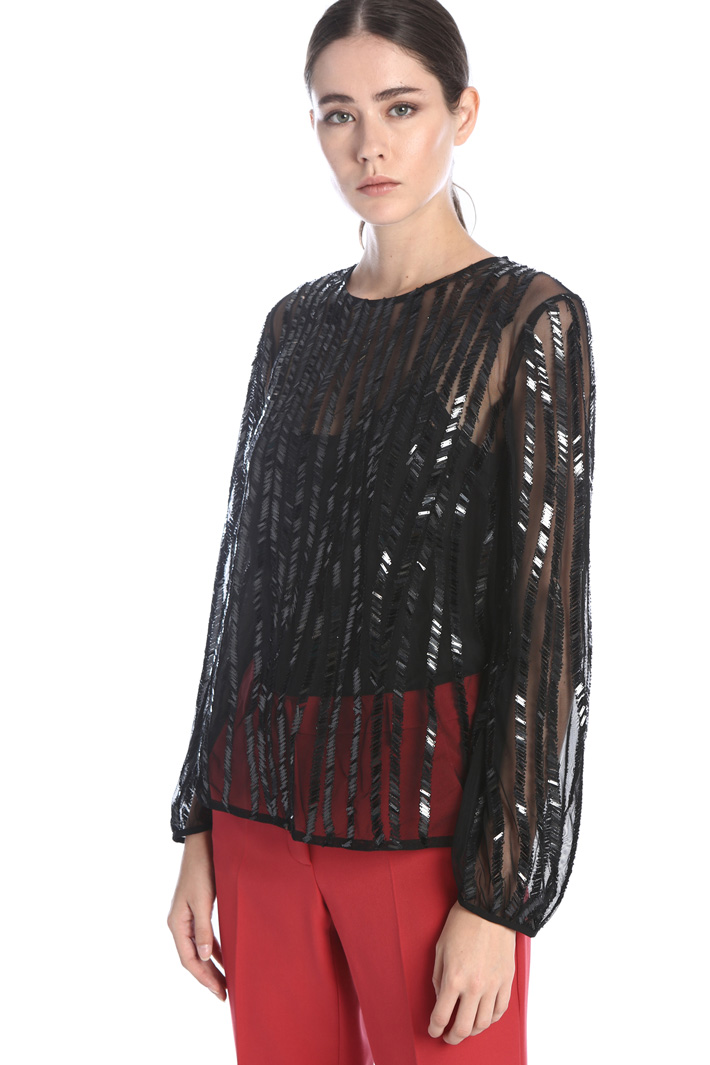 Blusa in tulle con paillettes Fashion Market Blusa in tulle con paillettes Fashion Market