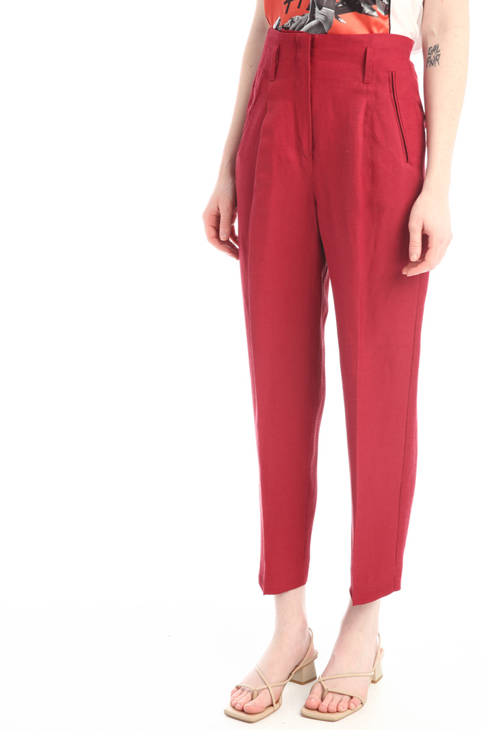 Pantaloni carrot in lino Fashion Market