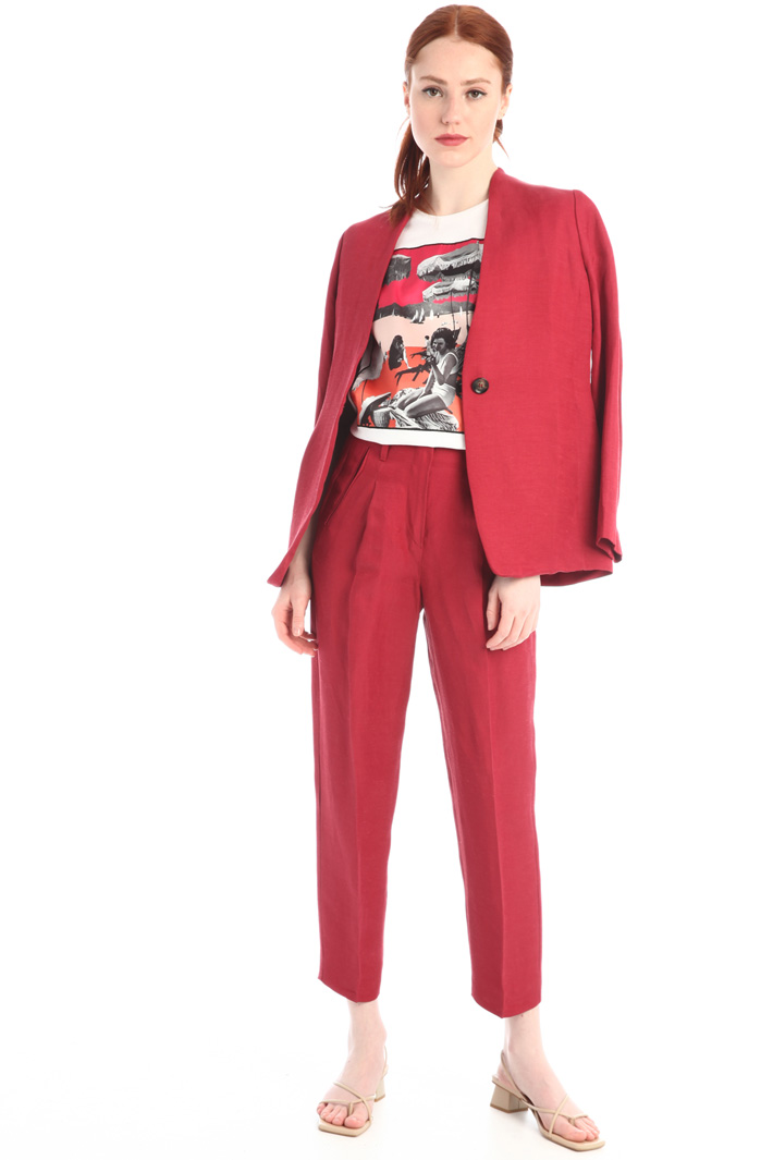 Pantaloni carrot in lino Fashion Market