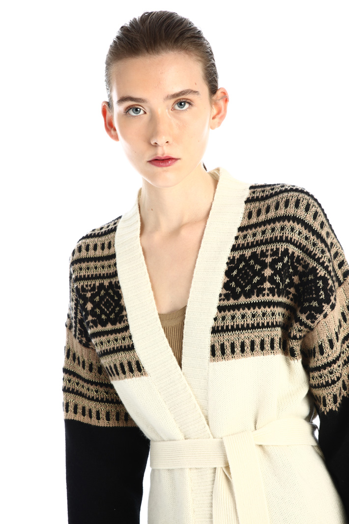 Cardigan in lana con cintura Fashion Market