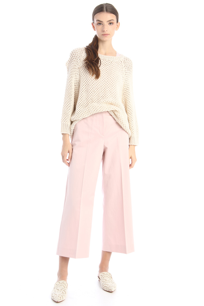 Pantaloni cropped in twill Fashion Market