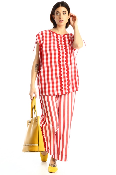 Pantaloni in cotone tinto filo Fashion Market