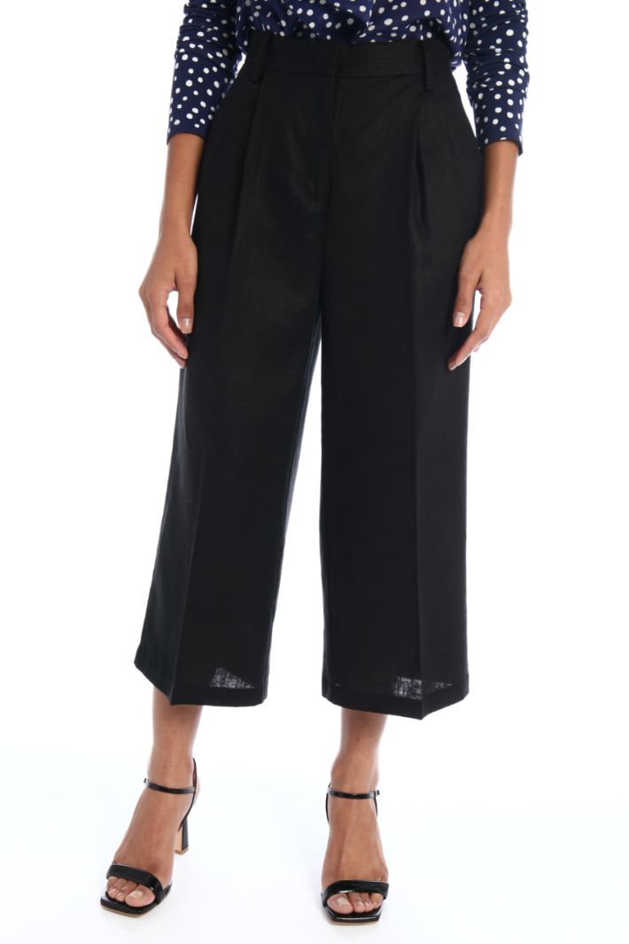 Pantaloni cropped in lino Fashion Market