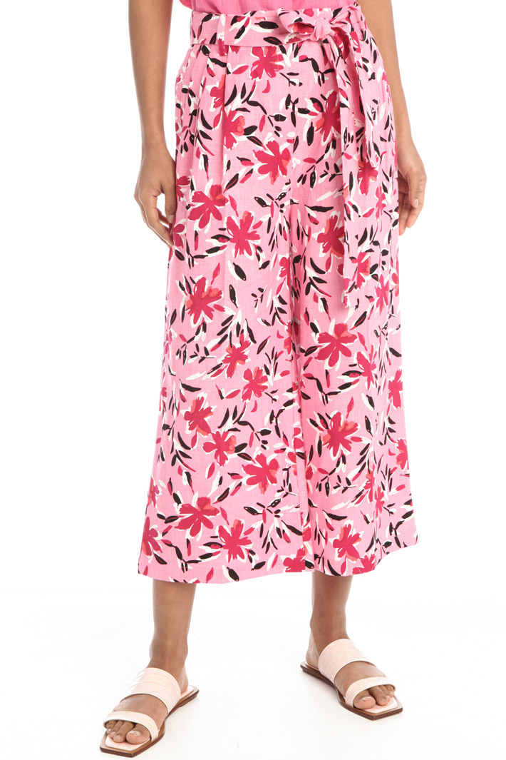 Pantaloni cropped in lino Fashion Market