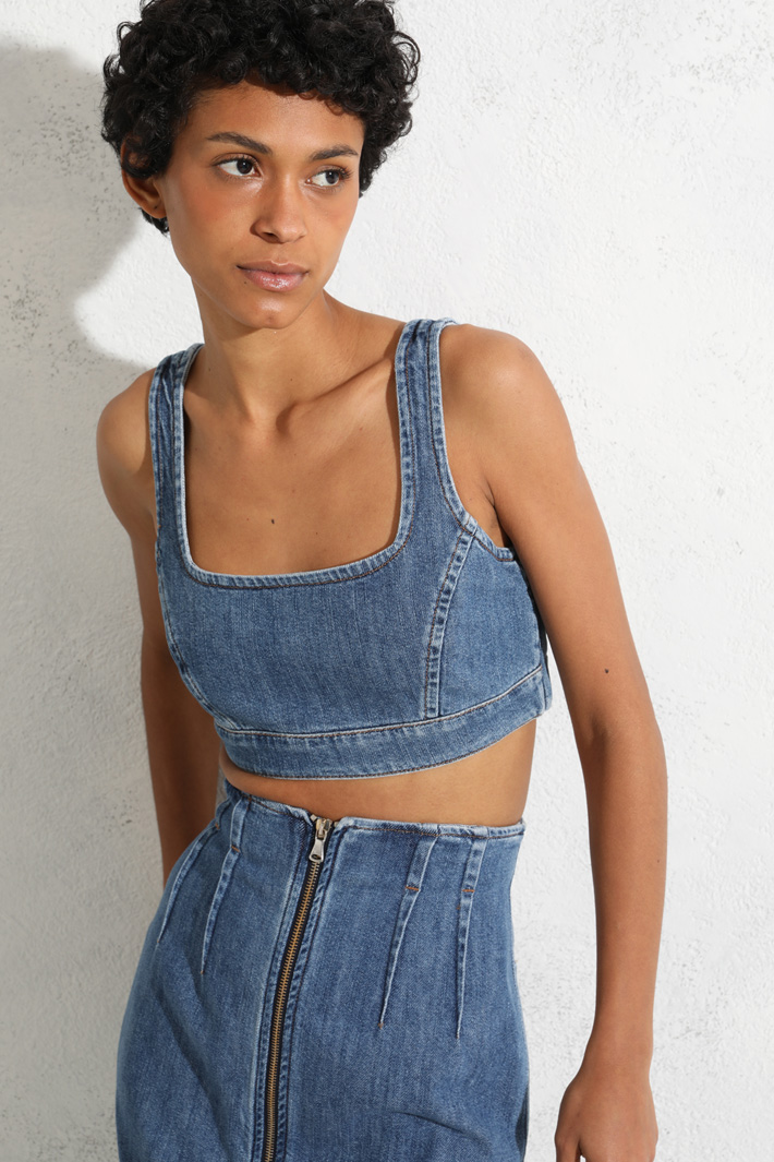 Top cropped in denim  Fashion Market