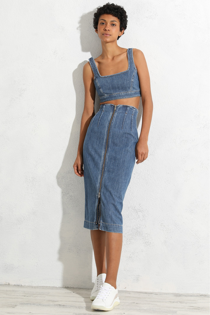 Top cropped in denim  Fashion Market