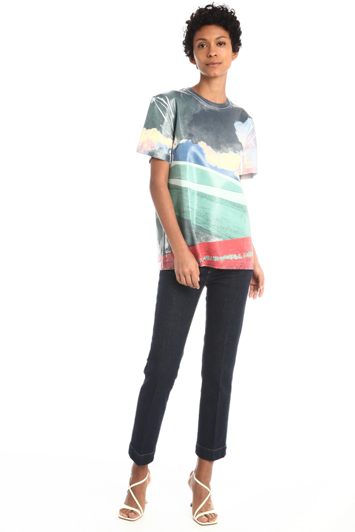 T-shirt in cotone con stampa Fashion Market