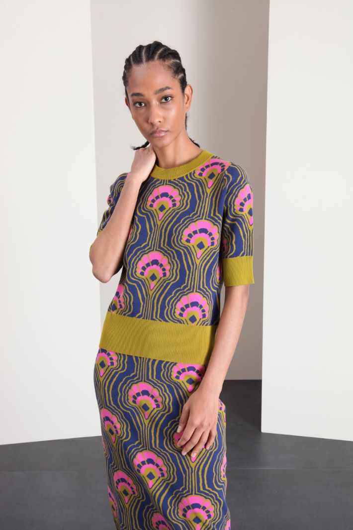 Maglia mezze maniche jacquard Fashion Market